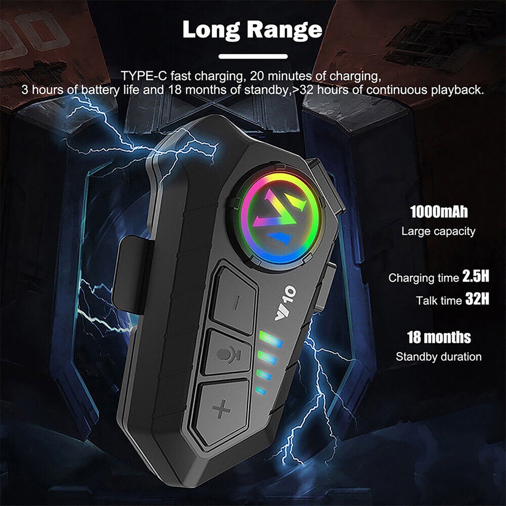 Waterproof Bluetooth 5.3 Bilateral Stereo Wireless Motorcycle Helmet Headset