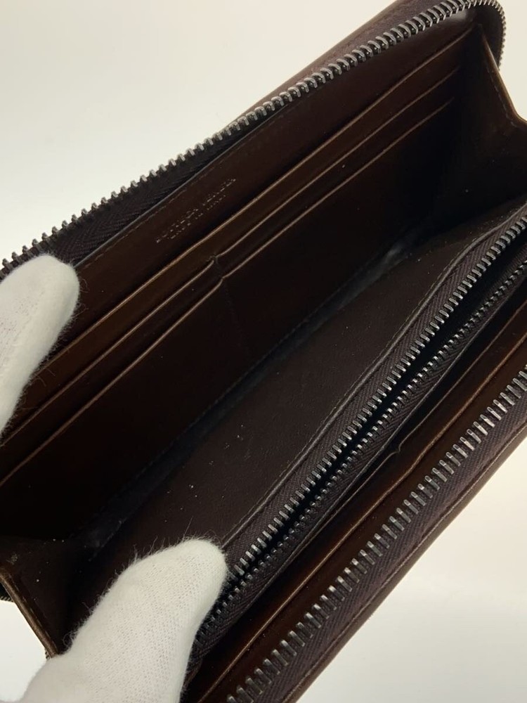 BOTTEGA VENETA Long Wallet Leather Brown Solid Men's