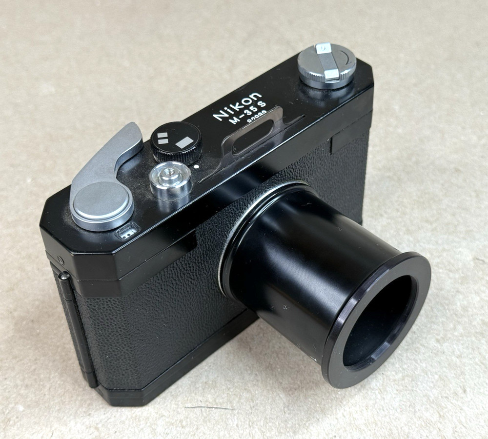 Nikon M-35S Microscope camera, 35mm dual format full & half-frame, w/tube-UNTEST