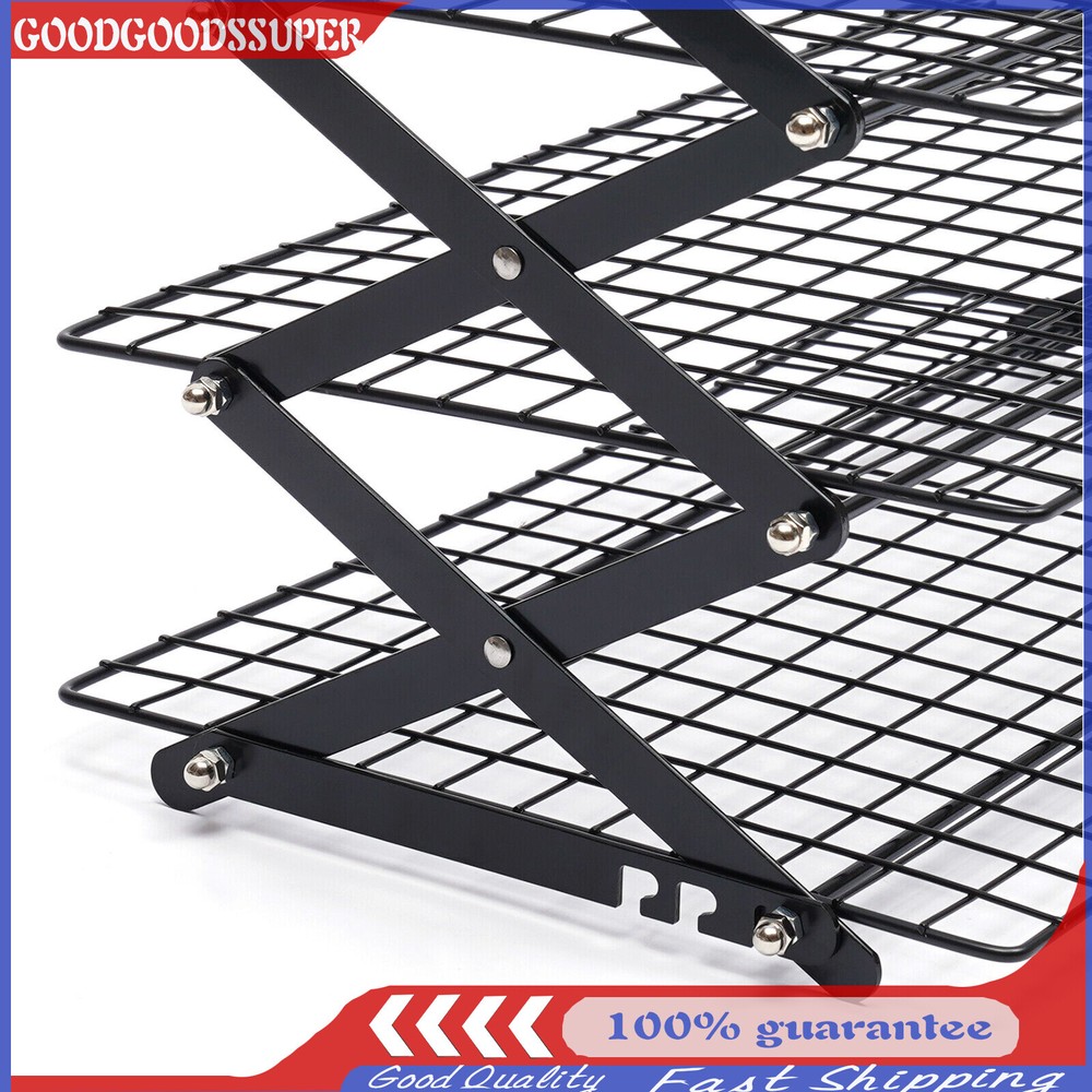 4-Tier Collapsible Cooling Rack Adjustable 3 Setting Design Stackable Cooling US