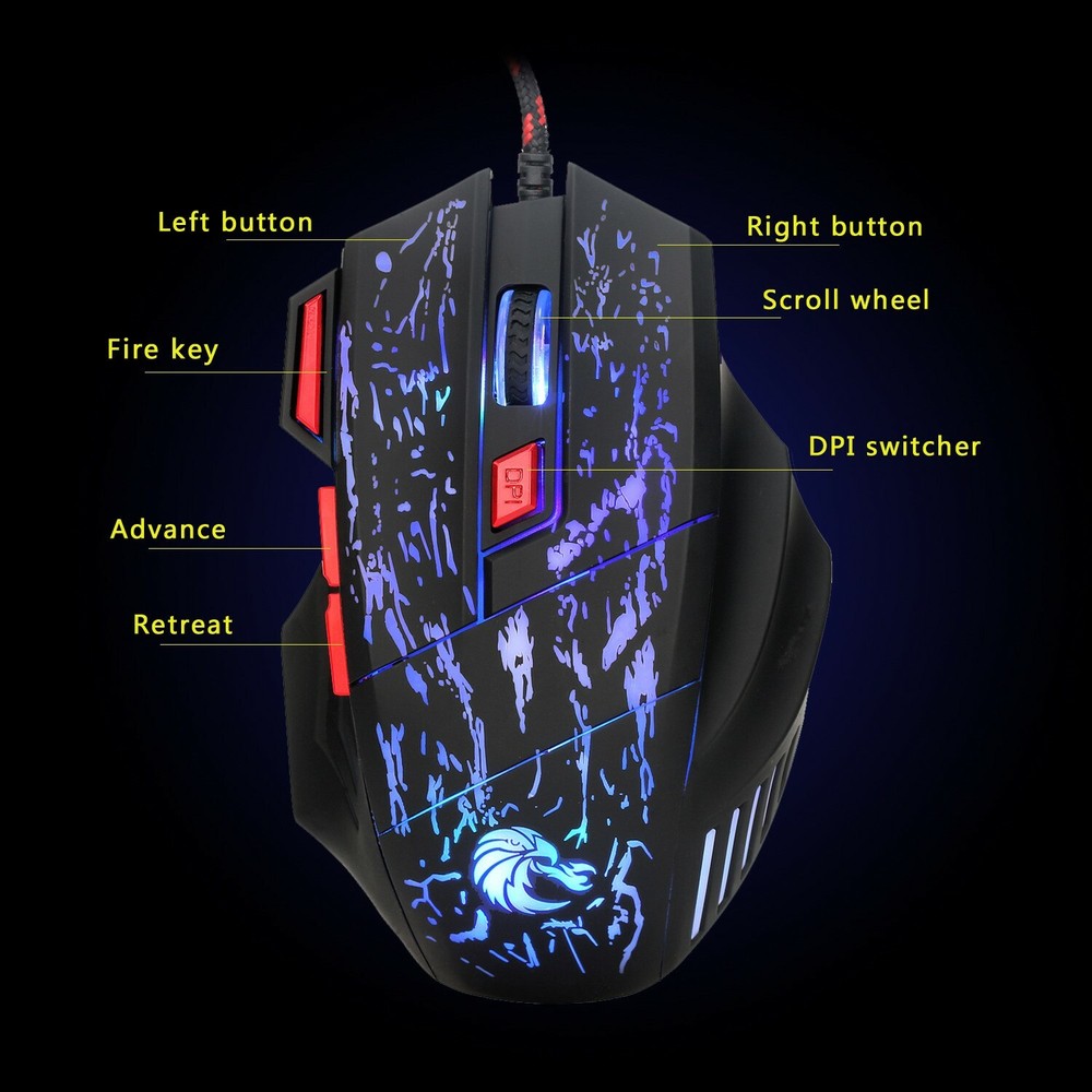 X2 Pro Computer Video Gaming PC Keyboard Game Panel Keypad LED + Color DPI Mouse