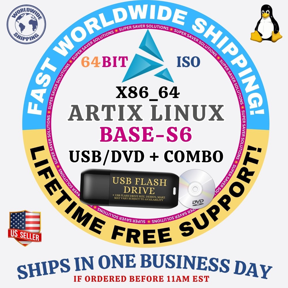 ARTIX Linux OS ISO - ALL VERSIONS - 64BIT USB-DVD, LIVE-FULL BOOT, MAC PC