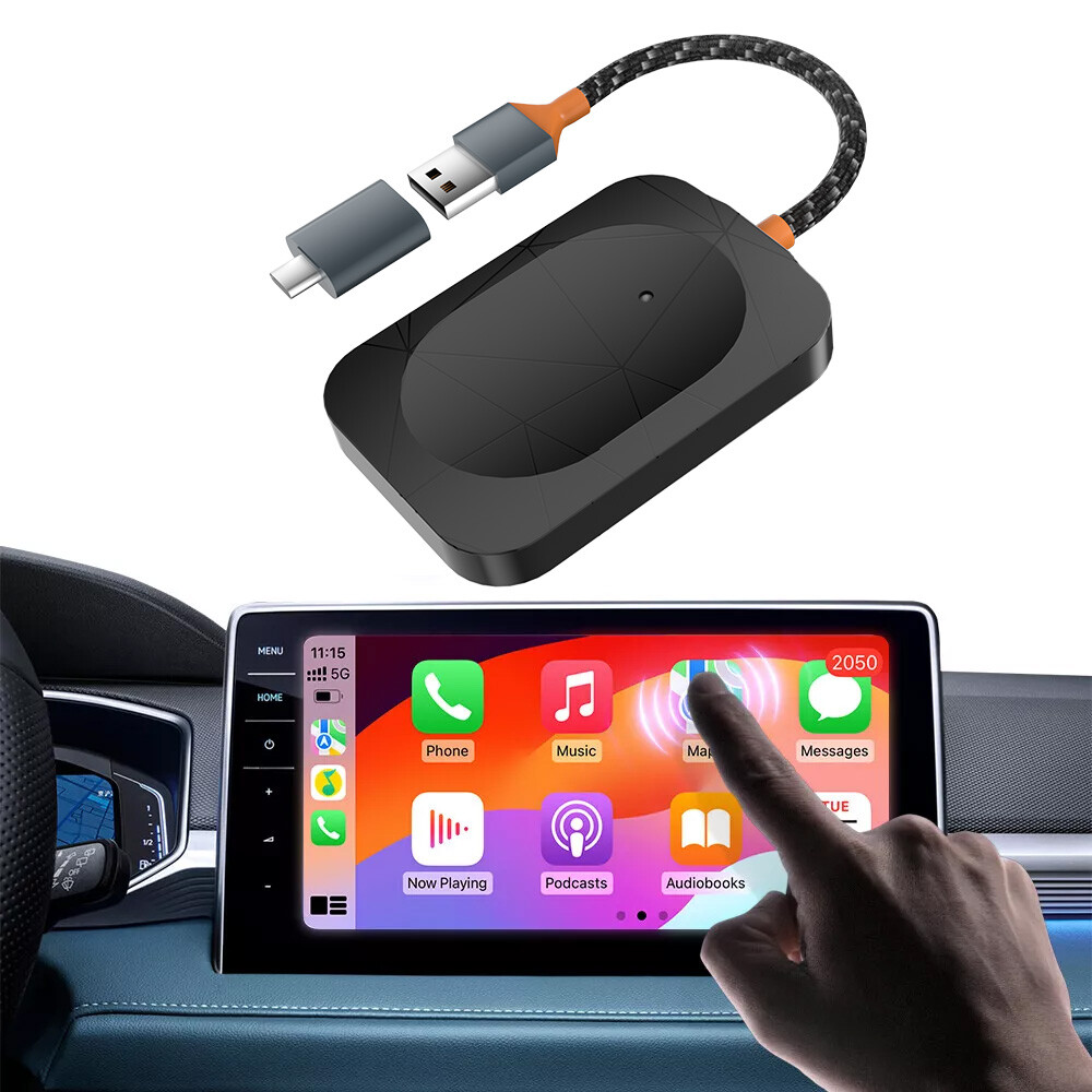Wireless USB Carplay Adapter Dongle For iPhone Apple Android Auto Plug &Play