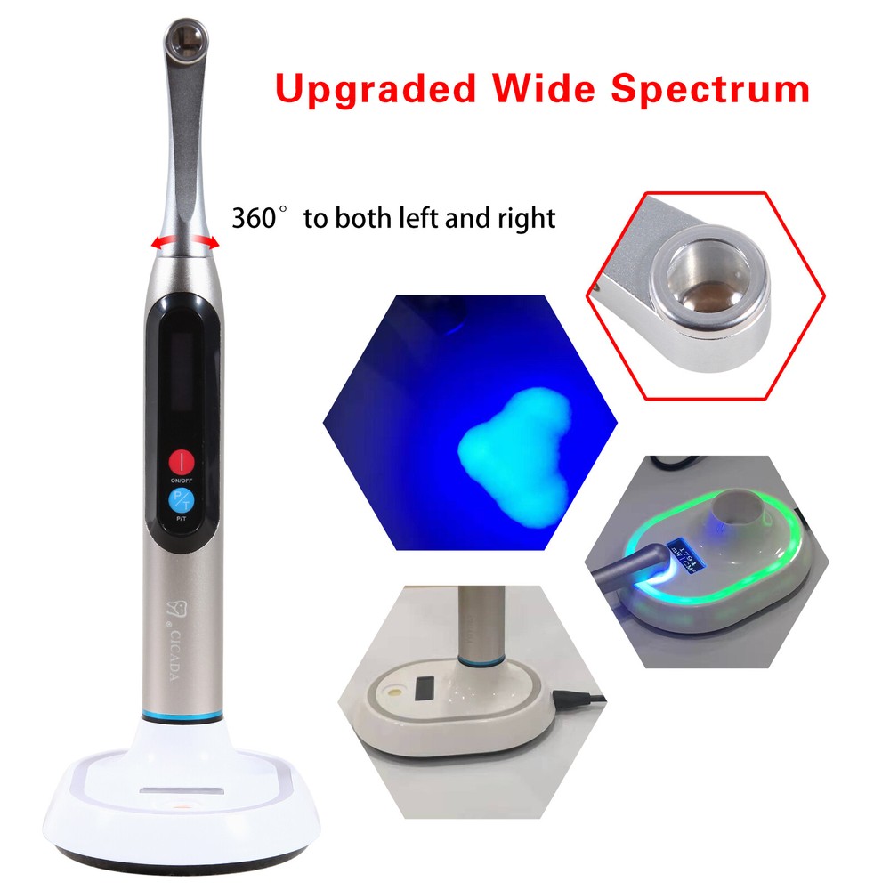 Dental LED Curing Light Wireless 1 Second Cure Lamp Wide Spectrum Max Intensity