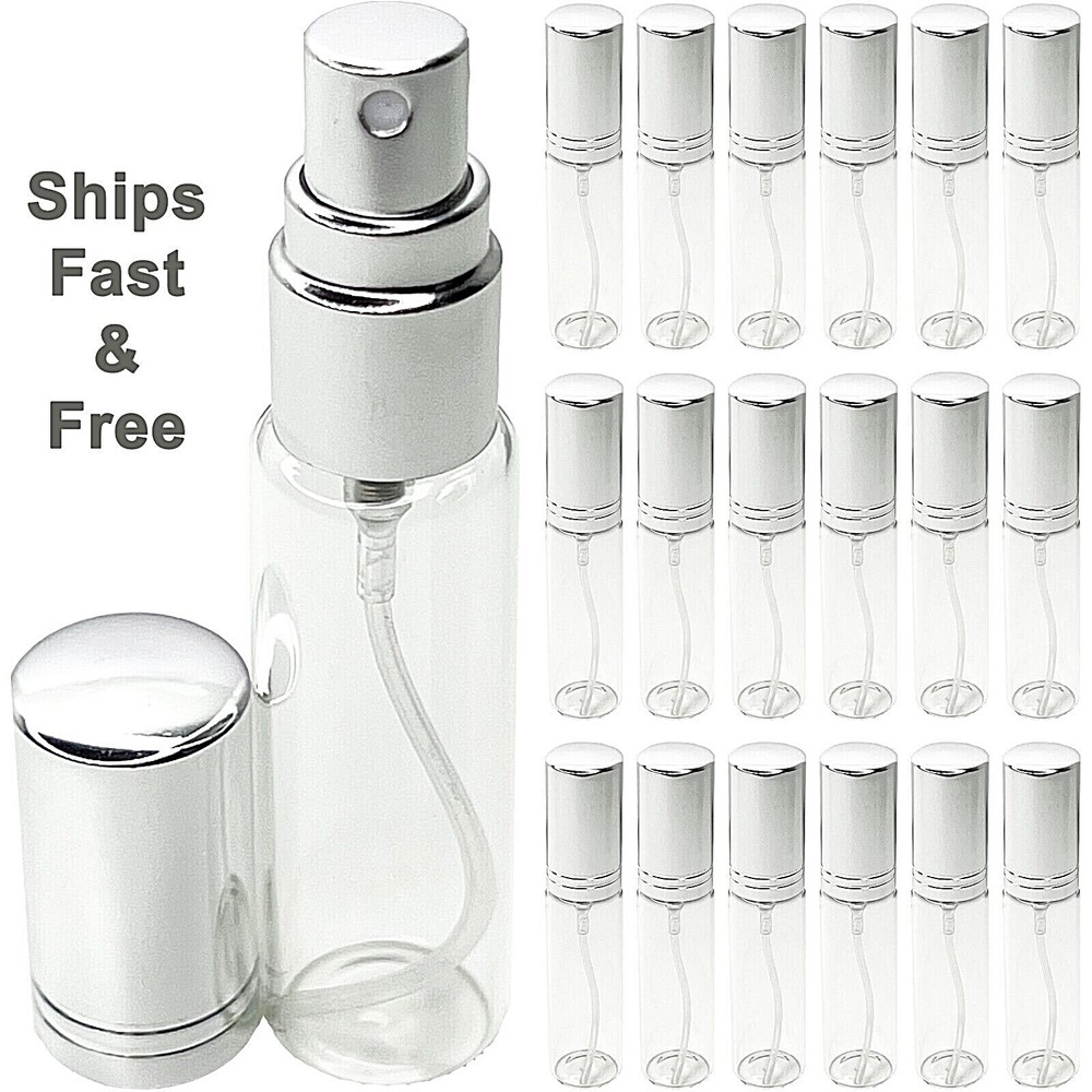 10ml 0.34oz empty perfume glass spray bottles silver atomizers lined cap