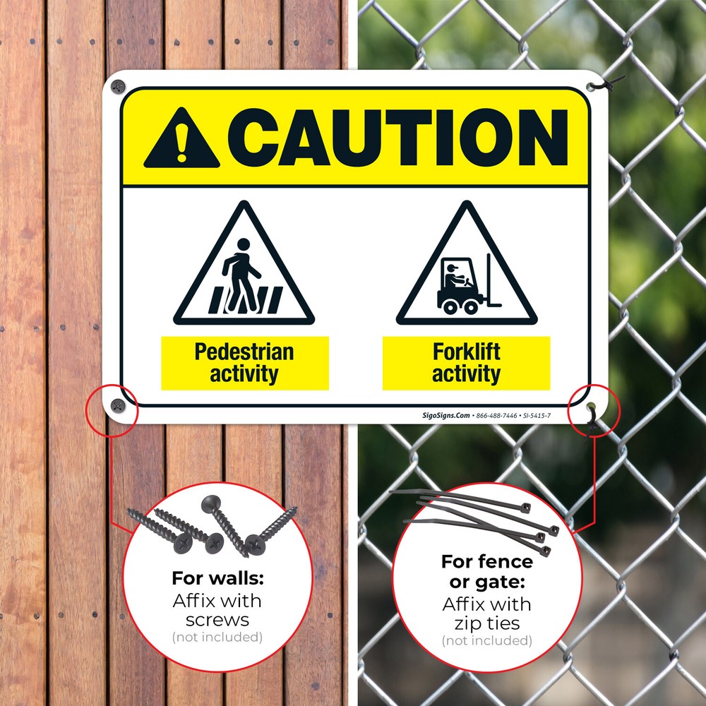 Pedestrian Activity Forklift Activity Sign, ANSI Caution Sign,