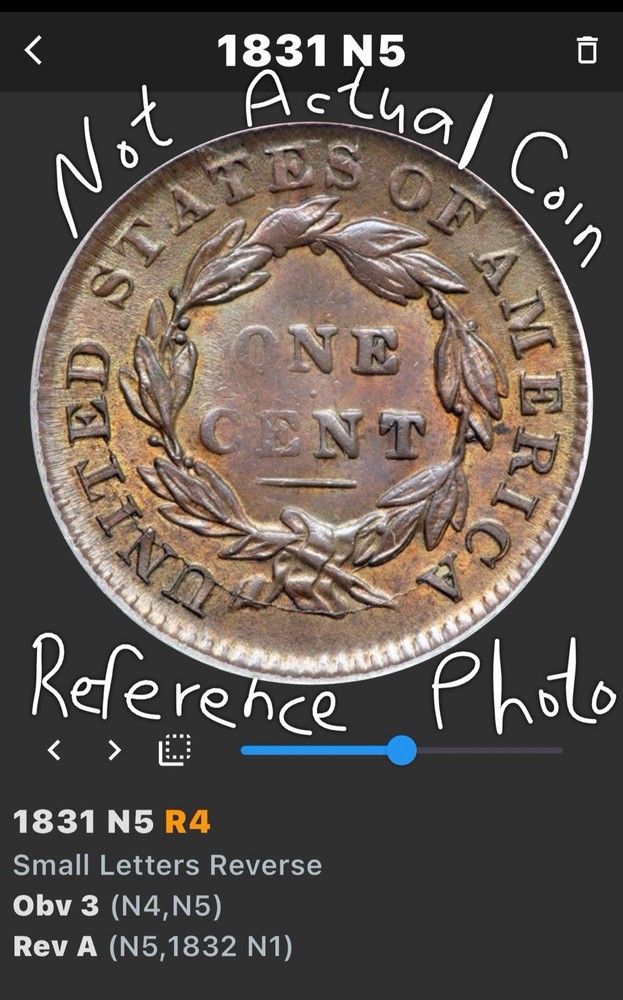 1831 Large Cent N-5 R-4 Small Letters–Mint Error–Lamination/Planchet Error