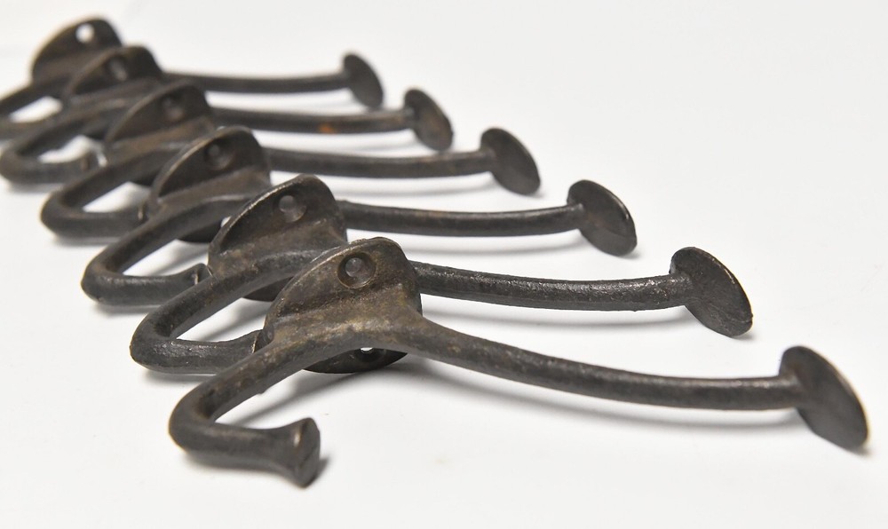 6 ART DECO STYLE HAT OR COAT WALL MOUNT HOOKS