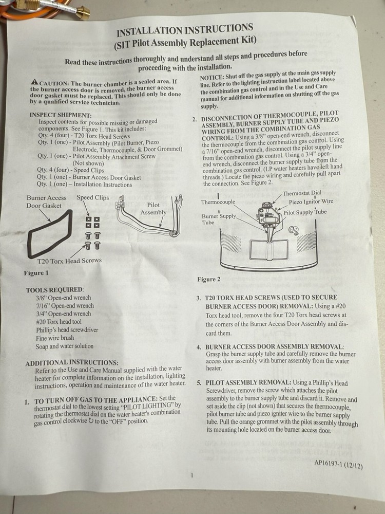 PROTECH | Professional HVAC & Water Heating | Pilot Assembly Kit