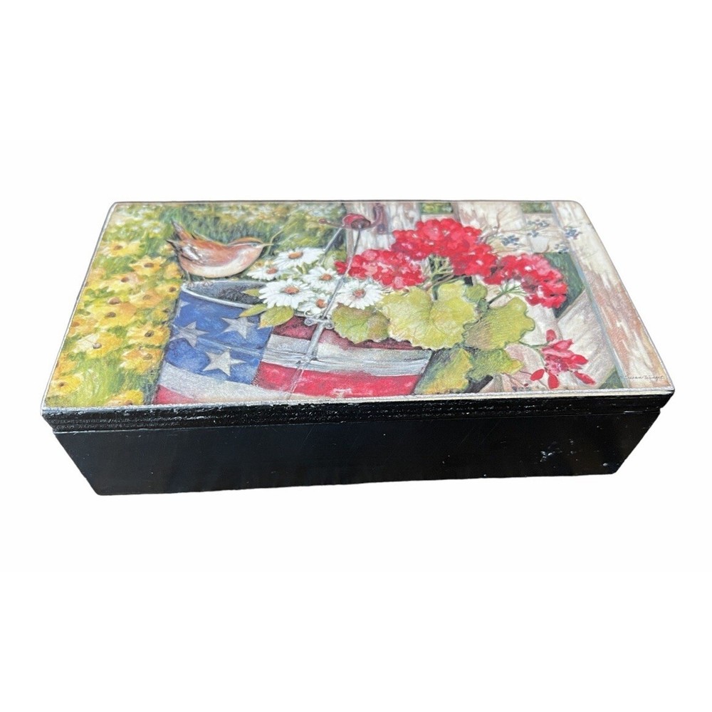 Lang Trinket Box Stars & Stripes Rectangular Hinged Lid by Susan Winget