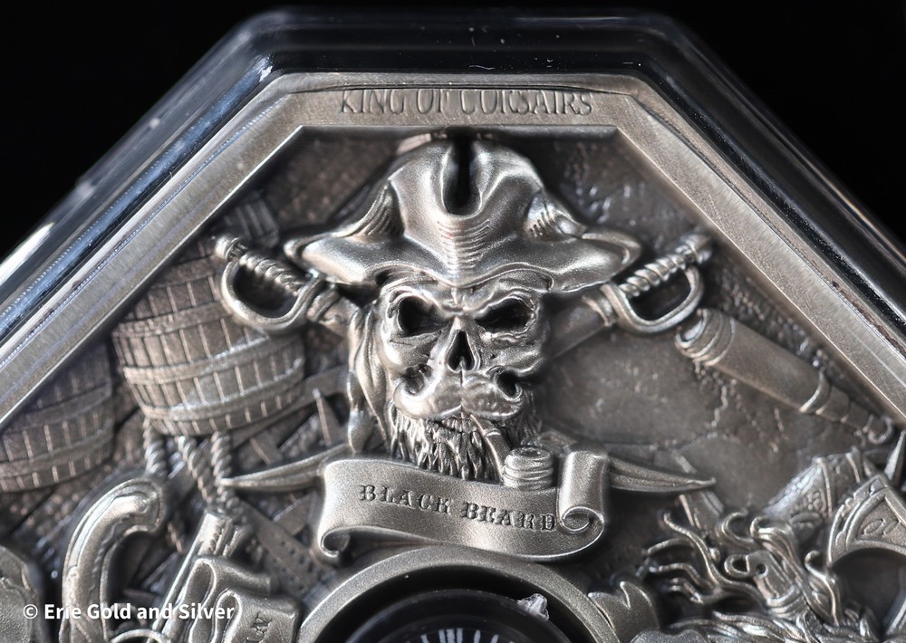 South Korea Pirate Kings 2 oz Silver Stackable w/ Compass Insert