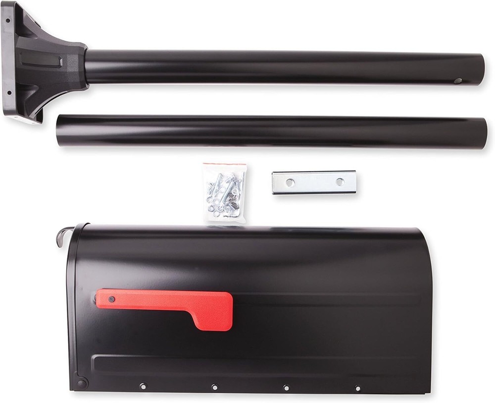 Mounted Mailbox and Floor Post Kit, Medium, Black