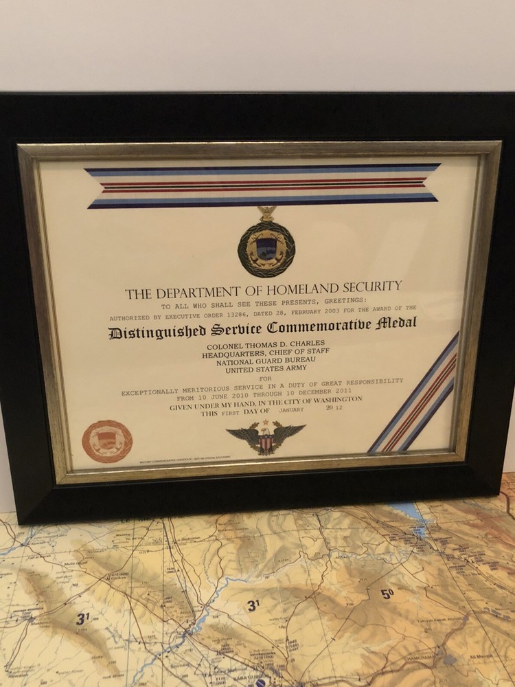D.H.S. DISTINGUISHED SERVICE COMMEMORATIVE MEDAL CERTIFICATE ~ Type 1