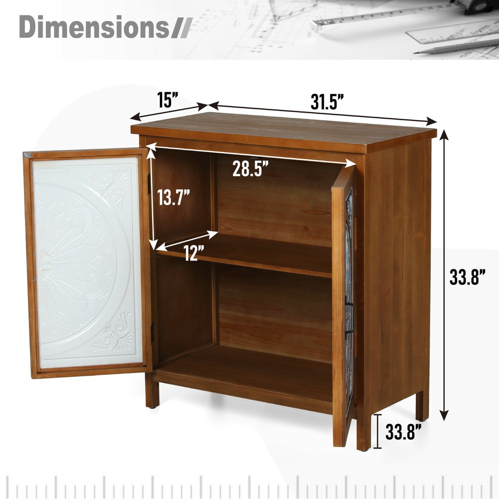 Accent Storage Cabinet 2 Doors Decorative Cabinet Buffet & Sideboard