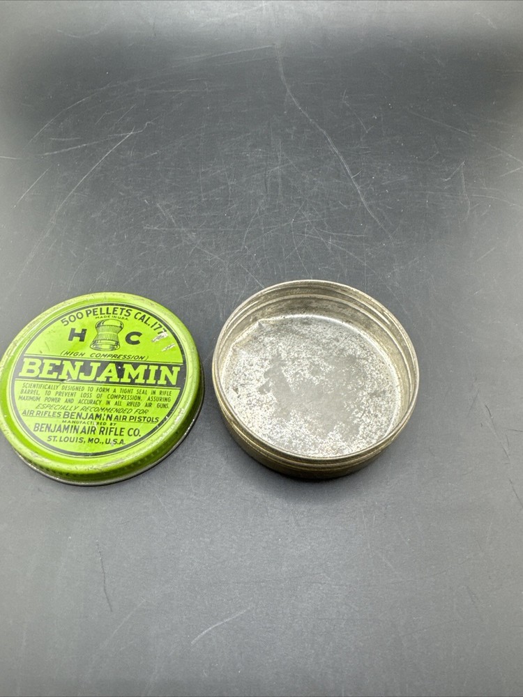Vintage Benjamin HC .22 Cal Pellets Ammunition Tin Container Empty 📦