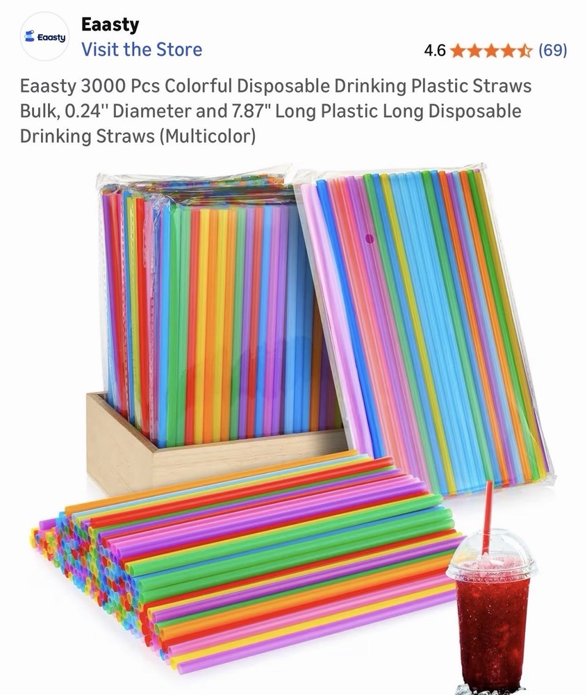 3000 Pcs Disposable Drinking Straws Assorted Colors