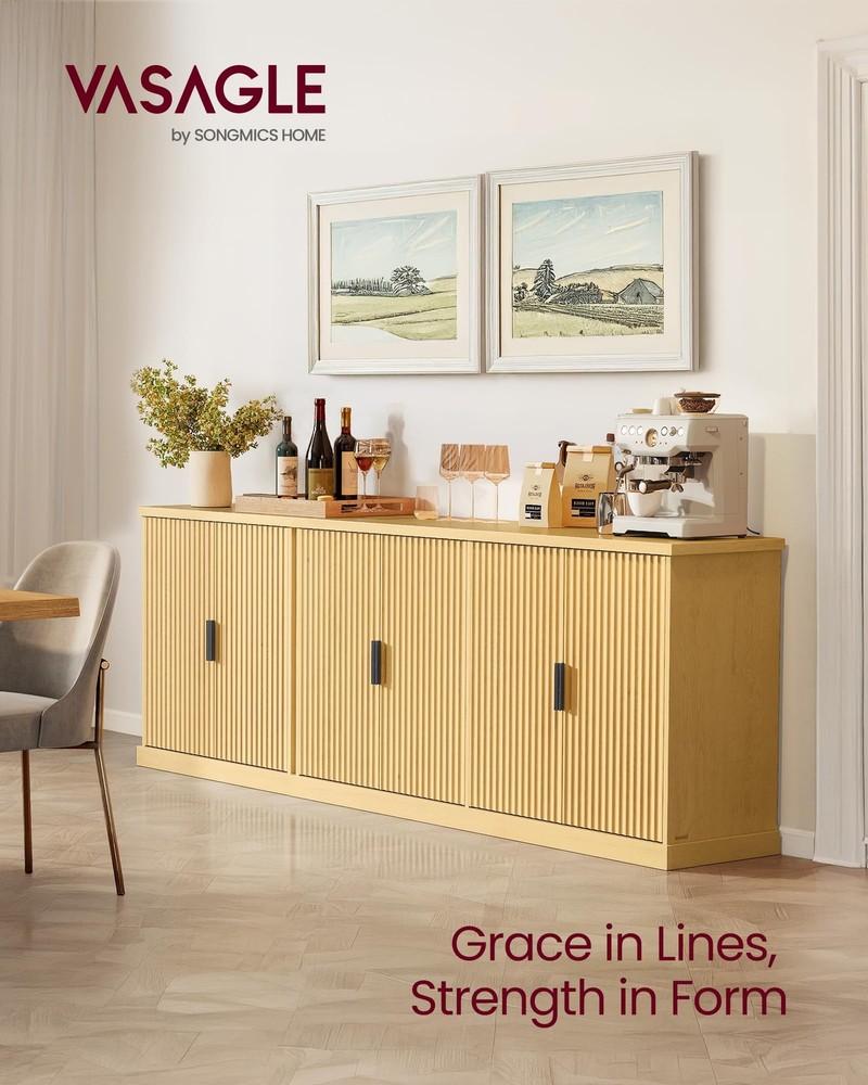 MAXE Collection - Buffet Cabinet, Fluted Console Cabinet, Sideboard with Adju...