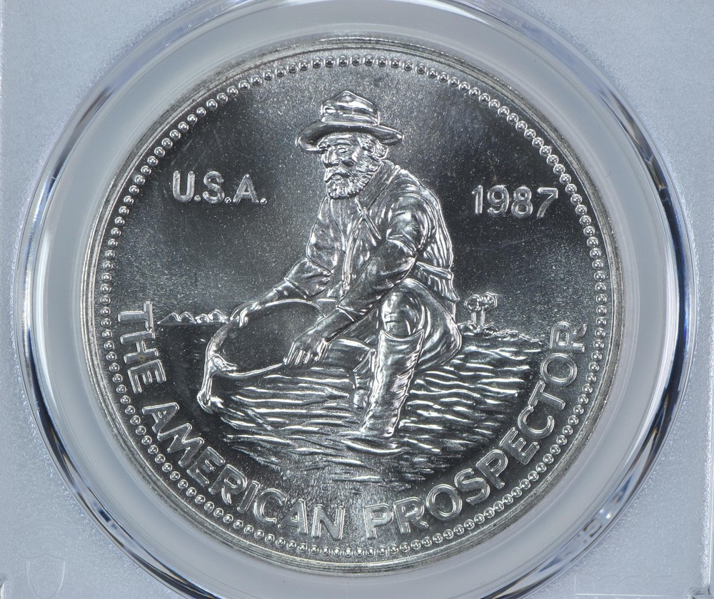 1987 Engelhard Prospector 1 Oz Silver Round Eagle Reverse MS66 PCGS