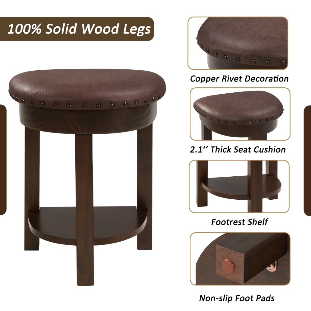 4 Piece Bar Table Set with3 PU Upholstered Bar Stools Breakfast Table