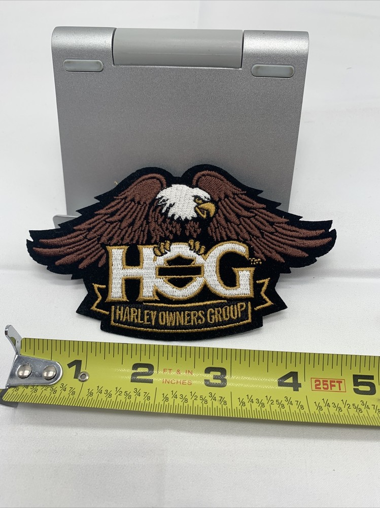 New HARLEY OWNERS GROUP "HOG" small eagle patch (Bar And Shield In O) Free Ship