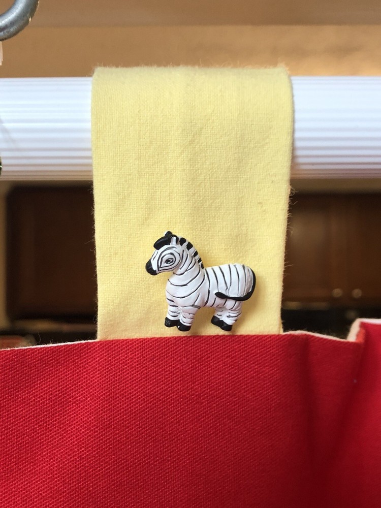 Nursery Valence Red Yellow 72” Giraffe, Ladybug, Elephant, Zebra Accent Buttons
