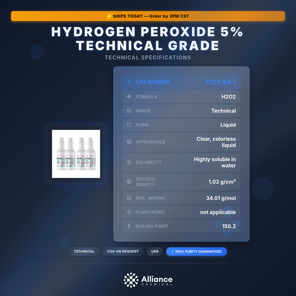 Hydrogen Peroxide 5% Technical Grade - 4 Quarts