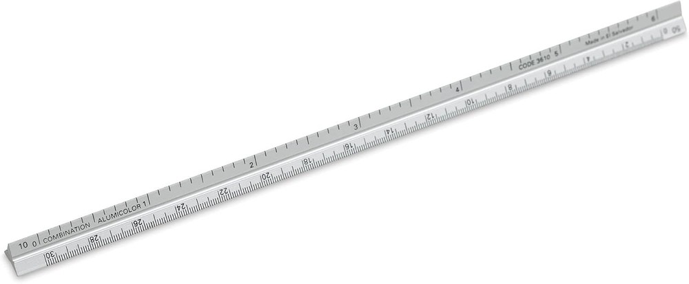 6-Inch Silver Triangular Combination Scale - Durable and Accurate Measuring Tool
