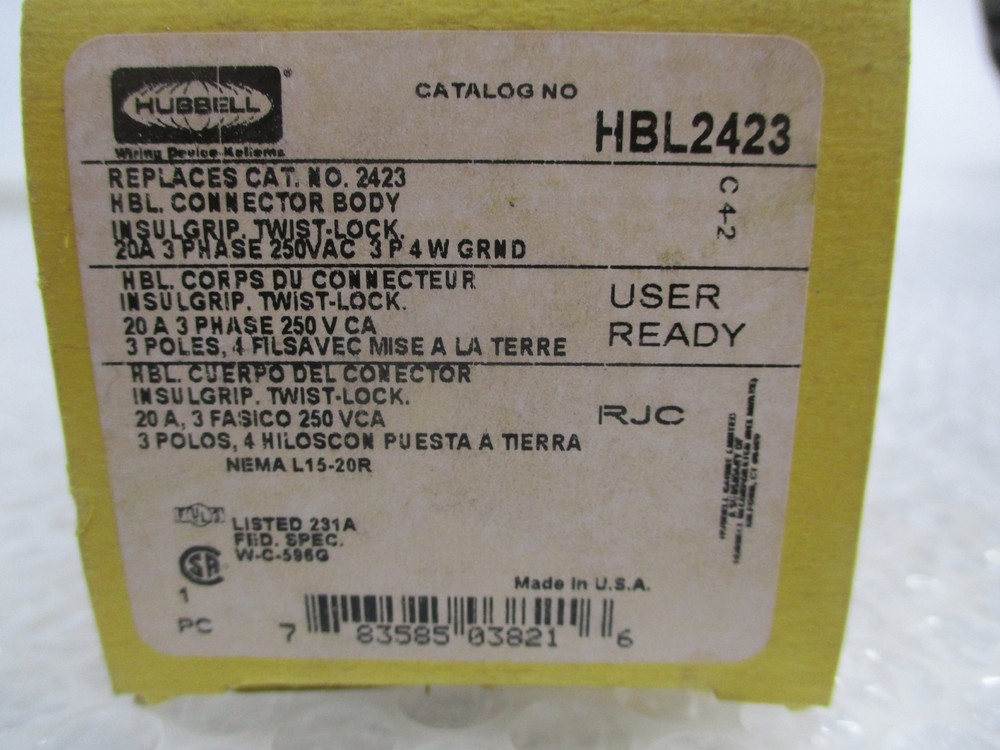HUBBELL HBL2423 TWIST-LOCK PLUG NSMP