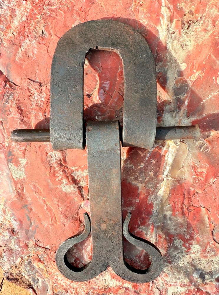 Antique hand forged iron hinge