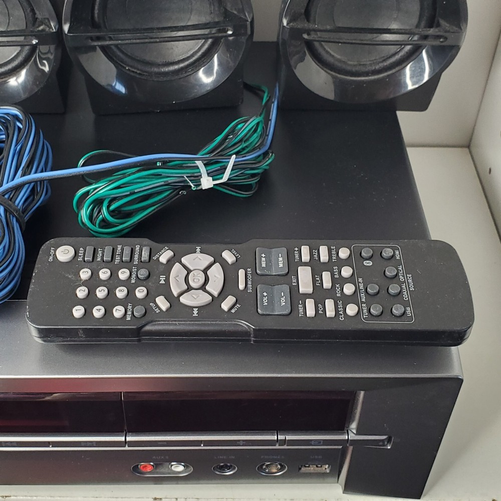 Blackweb BWA18SB003 Bluetooth Home Theater Receiver Speakers Remote Set Tested