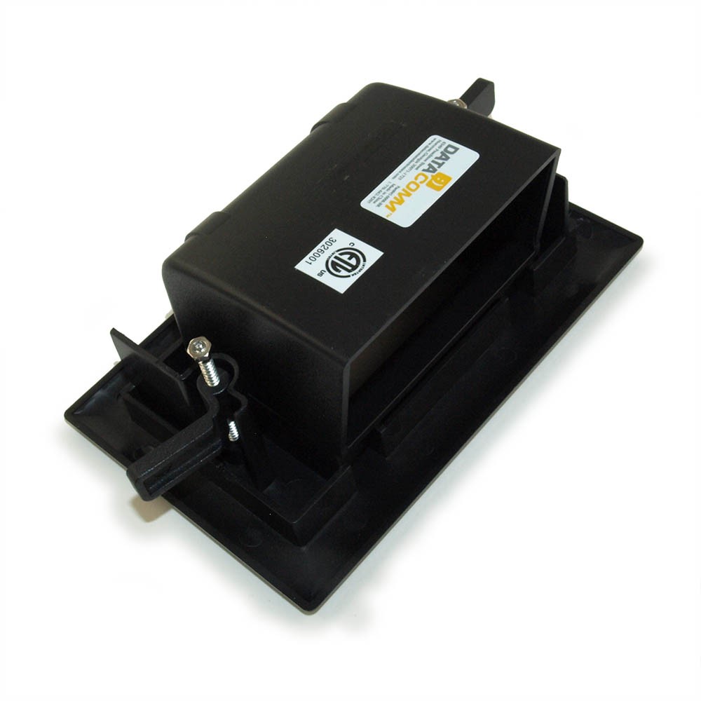 Wallplate: Recessed Low Voltage Cable Pass-Thru w/Easy Mount Black