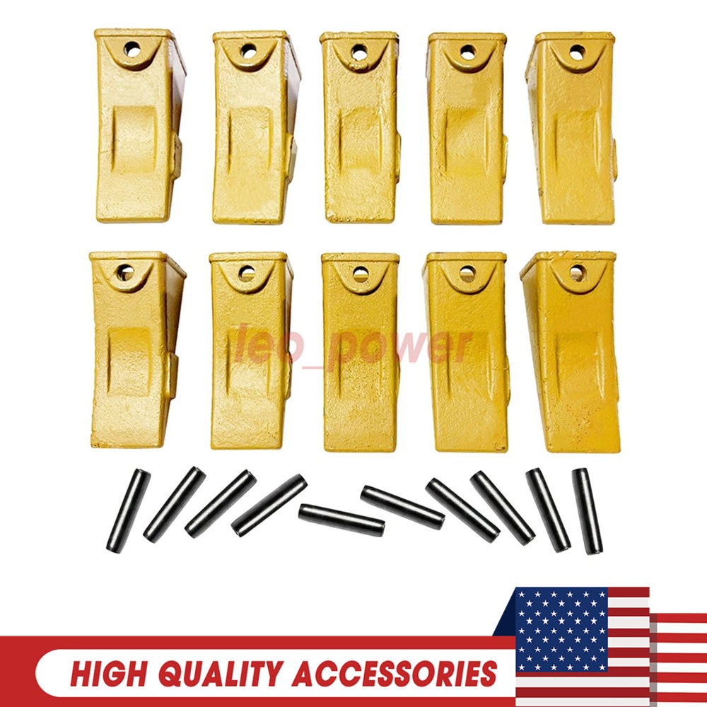10 Pack X156 L Long Teeth with ROLL PINS for Digging Buckets