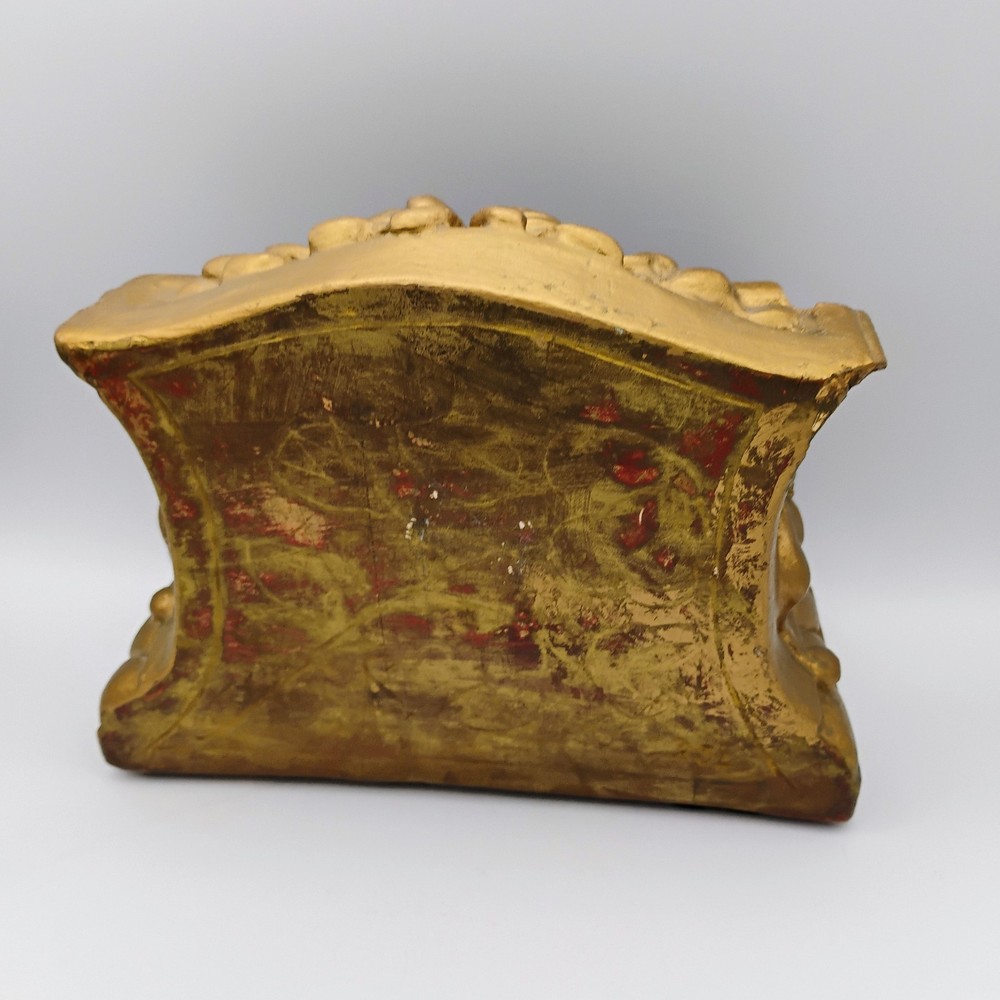 Single Vtg Gold Plaster Heavy Bookend Fruit Felt Bottom