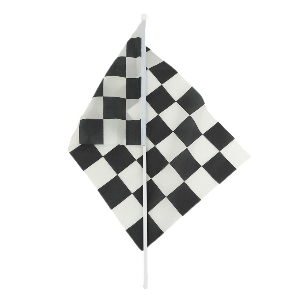Two (2) Checkered Black & White Cloth Racing Flags