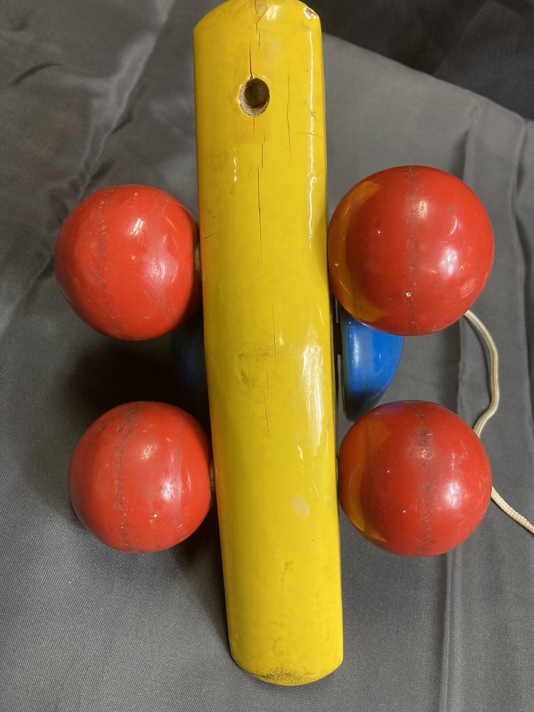 Vintage Wood Snail Pull Toy Primitive Pull Along Toy