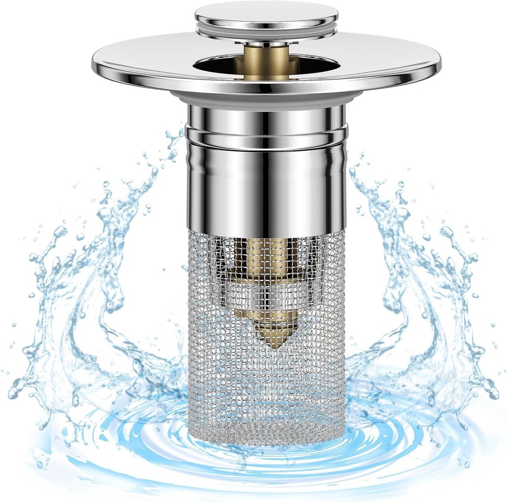 Universal Bathroom Sink Plug Stopper Pop-Up Drain Filter Wash Basin Core Bounce