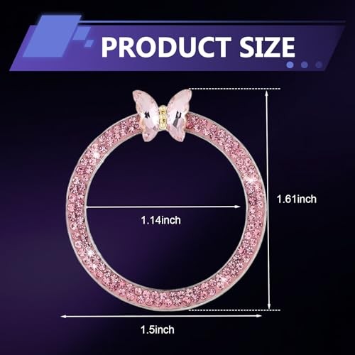 Bling Car Engine Start Stop Decoration Ring, Crystal One-Button Start 1 PC Pink