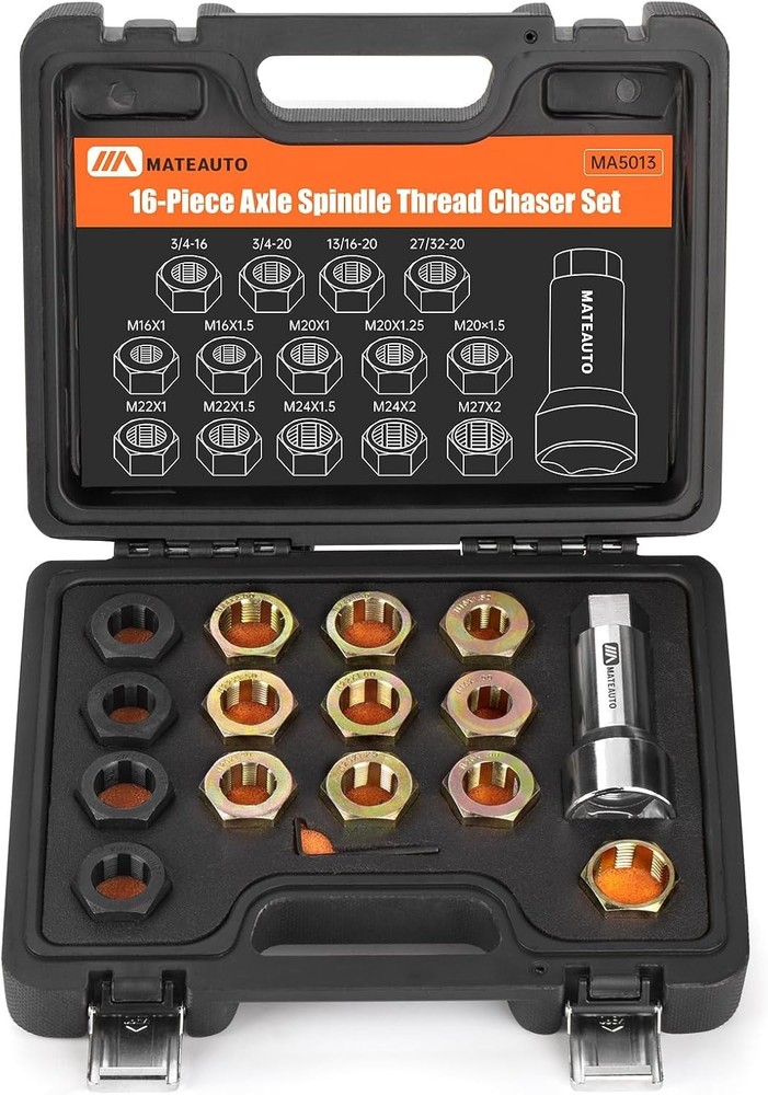 Complete Axle Spindle Repair Kit with Precision Tools for Thread Restoration