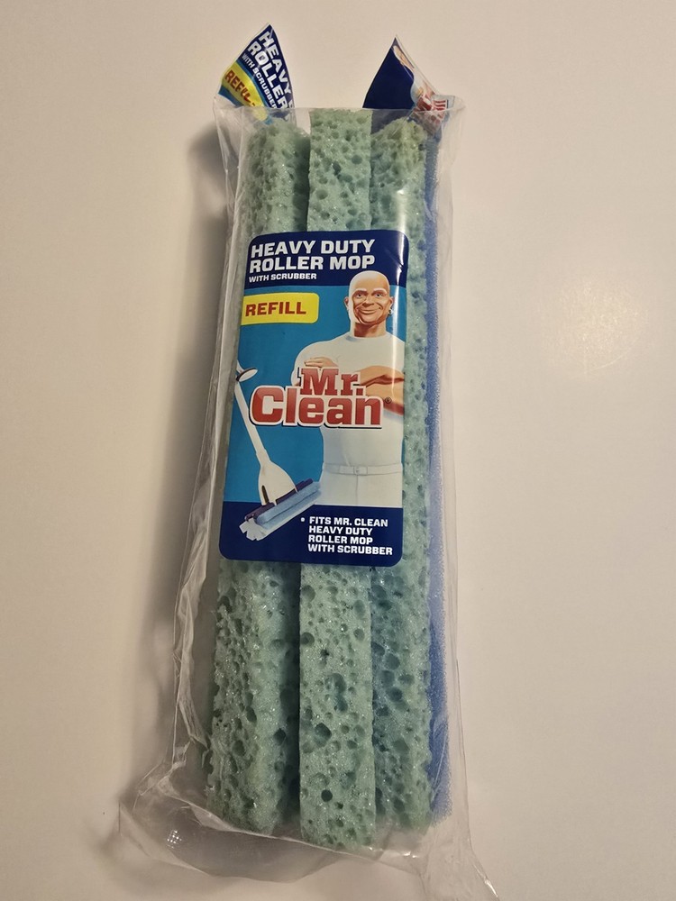 MR CLEAN Roller Mop Refill Replacement Head Blue Absorbent Sponge SEALED #4260