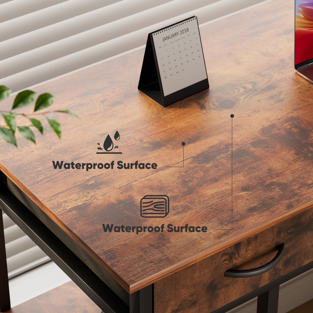 48" Rectangular Computer Study Desk 3-Drawer Office Laptop PC Work Table W/Shelf