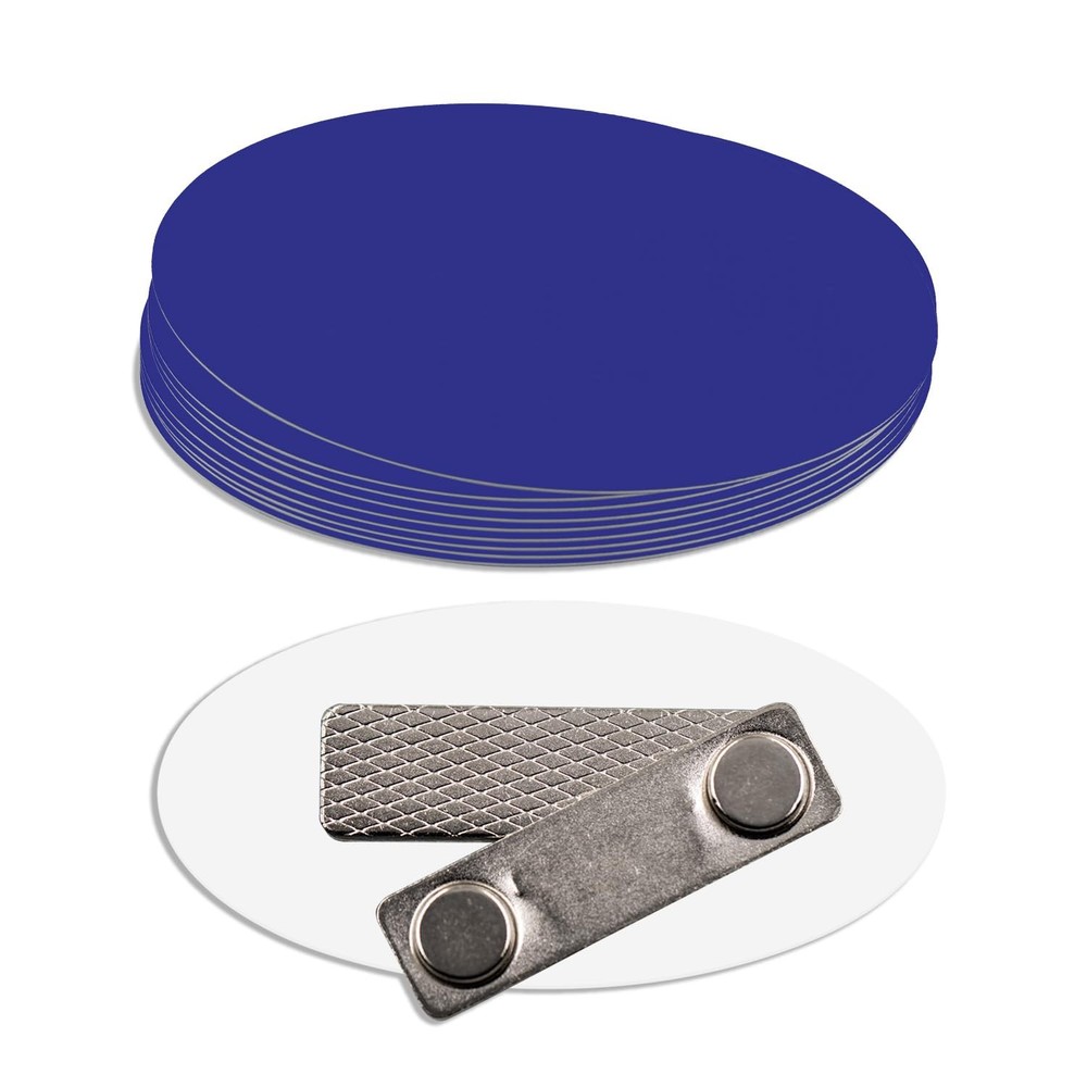 Oval Name Badge Blanks with Magnet - 10 Pack Blue