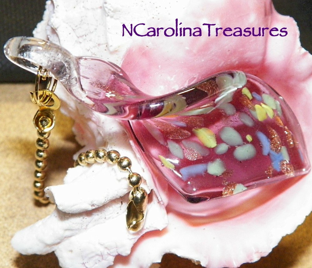 TWIST PURPLE MULTICOLOR COPPER FLAKE ART GLASS CEILING FAN SWITCH PULL LARGE PR