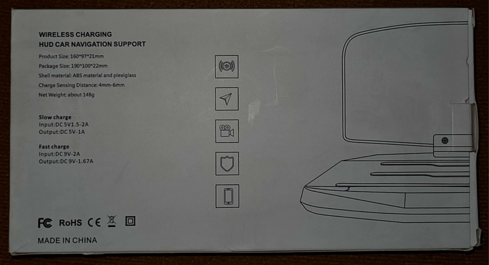 XC-90 Wireless Charging HUD Car Navigation Support