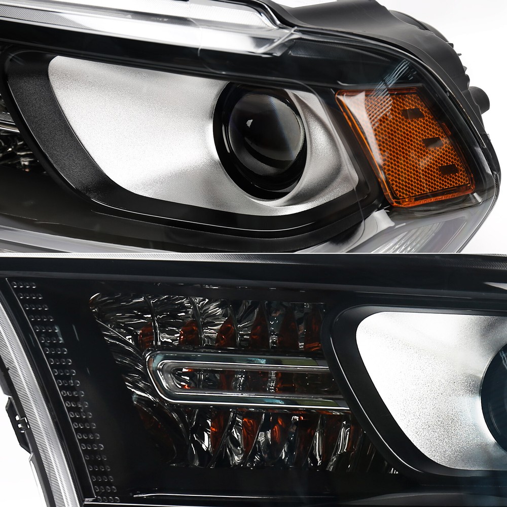 Black Halogen LED DRL Headlight For 2014-2020 Dodge Durango Assembly Driver Side