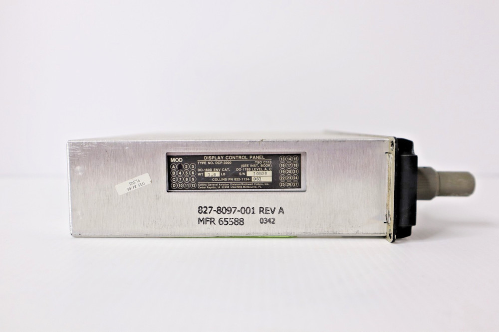 Collins DCP-3000 Display Control Panel 822-1134-061 Removed Working