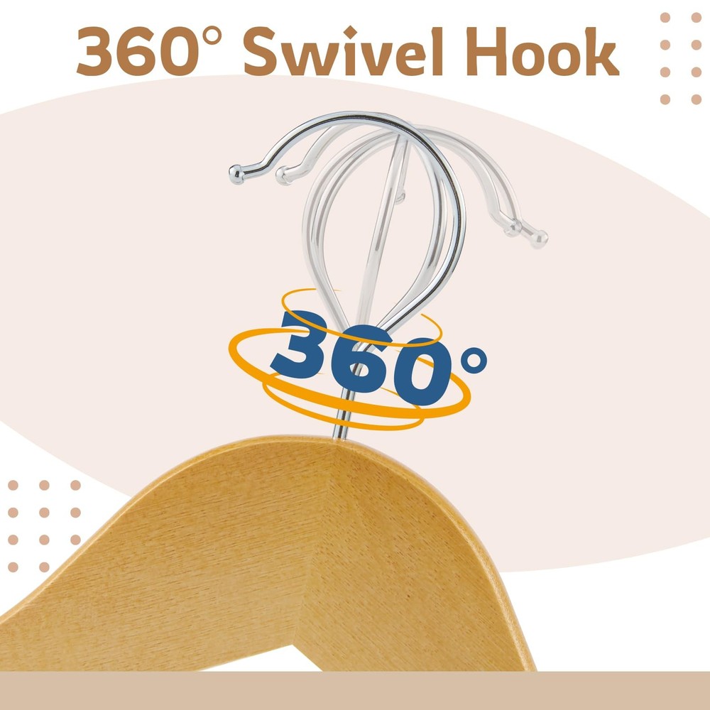 Solid Wood Clothes Hangers Smooth Finish 20 Pack
