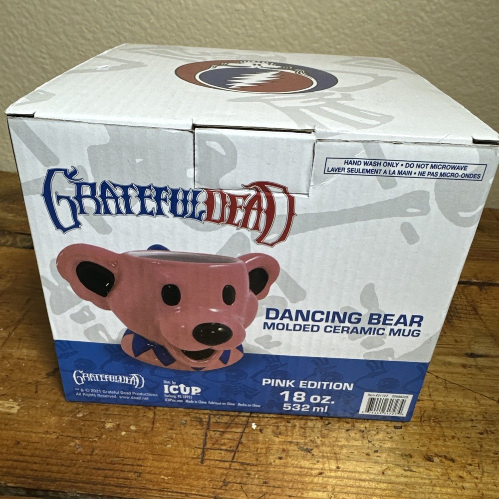 Grateful Dead Dancing Bear Ceramic Mug. Pink