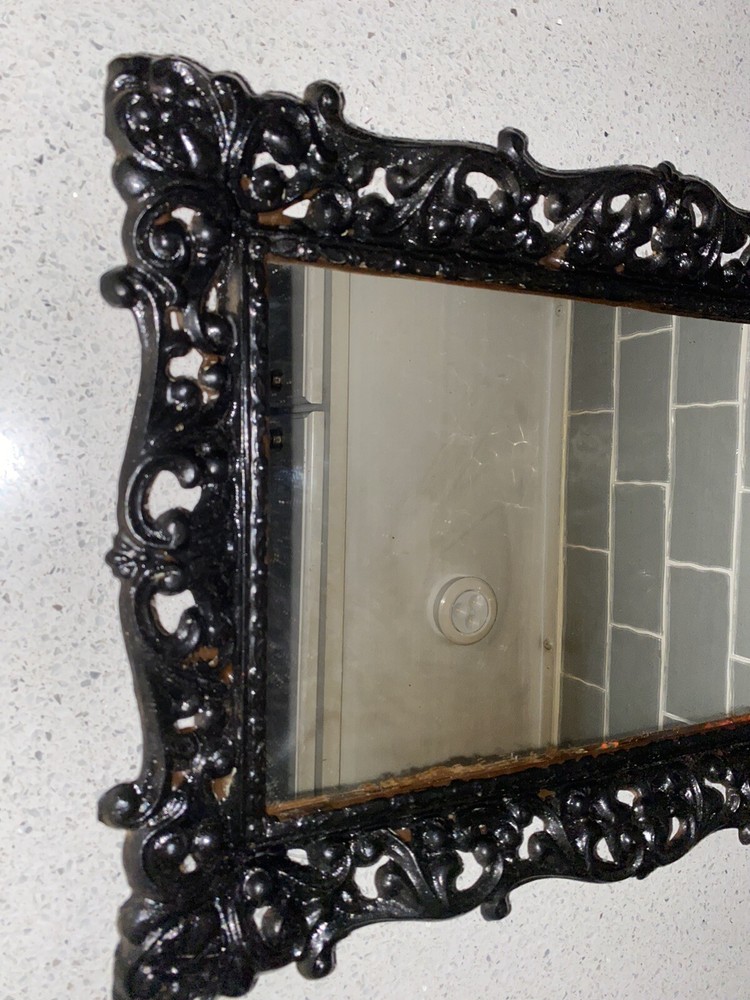Vtg Ornate Mcm Mirror Molded Plastic Frame Gothic