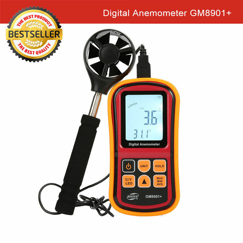 Digital Handheld Anemometer Wind Speed Meter Thermometer Sailing LCD