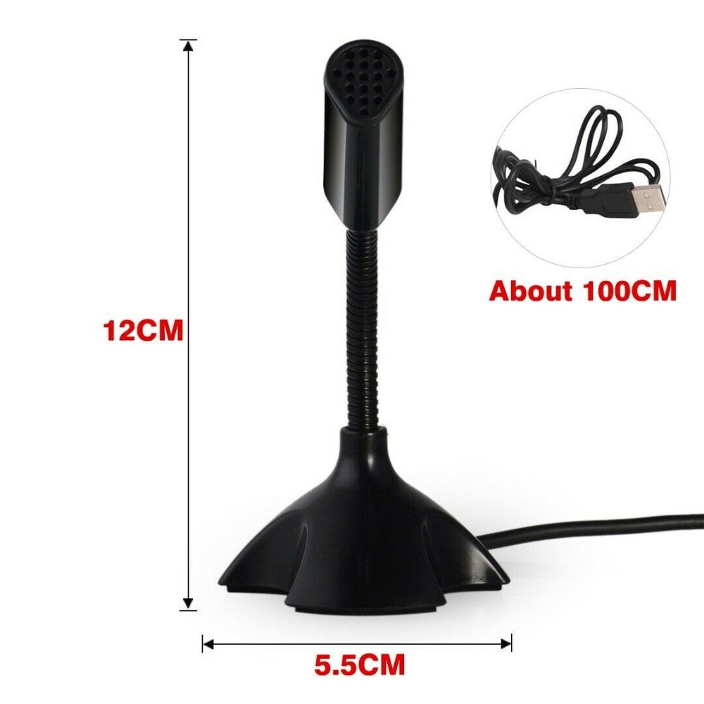 Black USB Mini Desktop Speech Microphone Stand for PC Laptop Computer Notebook D